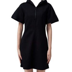 Helmut Lang Black Short Sleeve Neoprene Hoodie Mini Dress Size XS